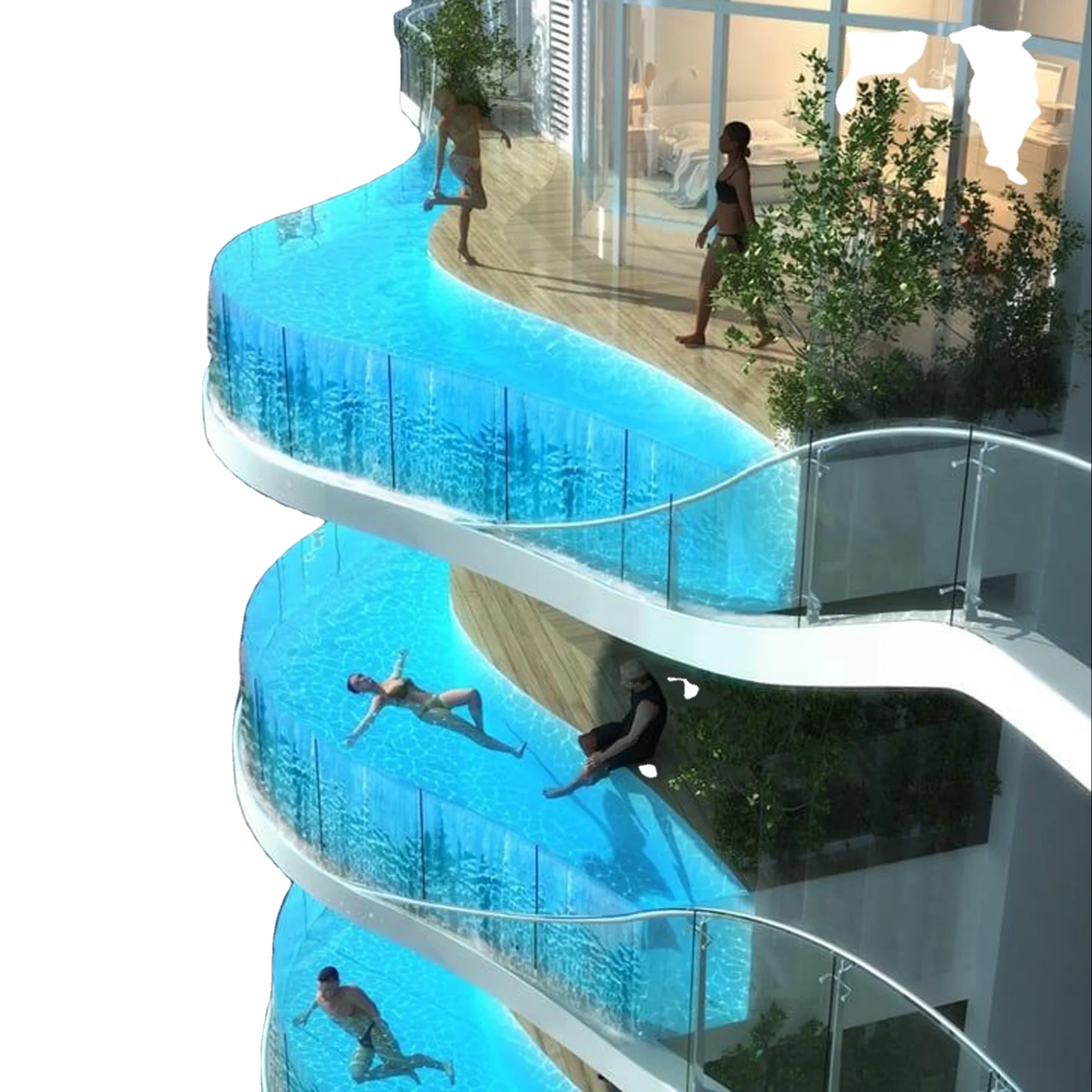 & diving acrylic fibreglass transparent 6m rectangular above ground swimming pool 4