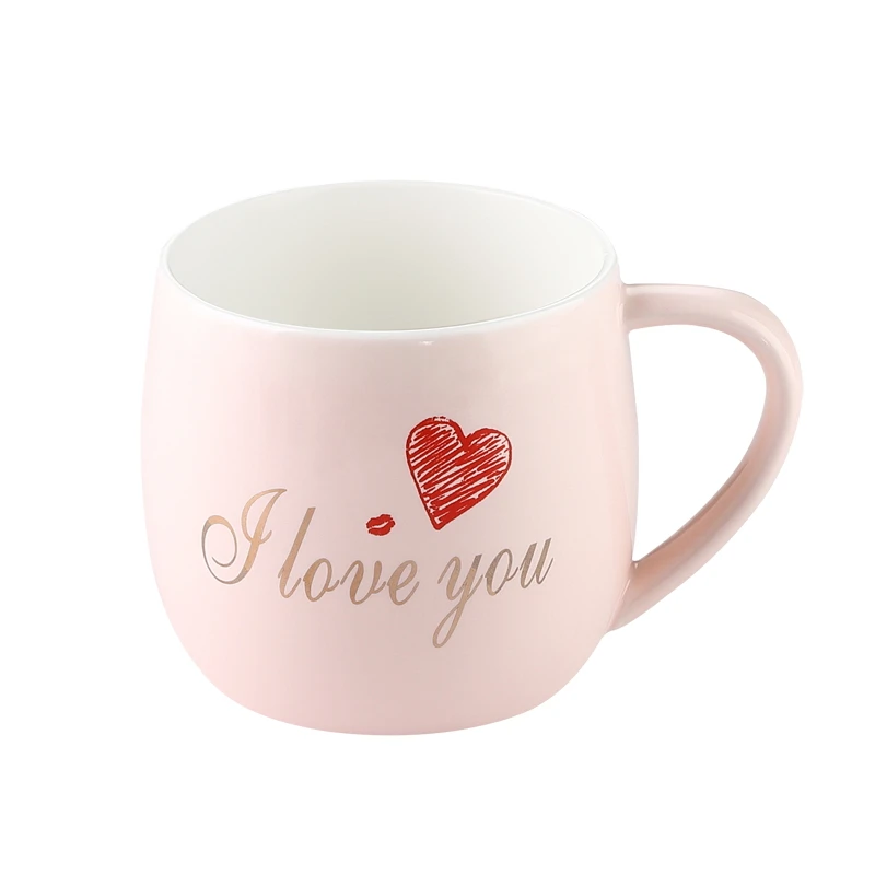 Mug pink cute Ceramic Mug with lid heart porcelain Cup with custom logo