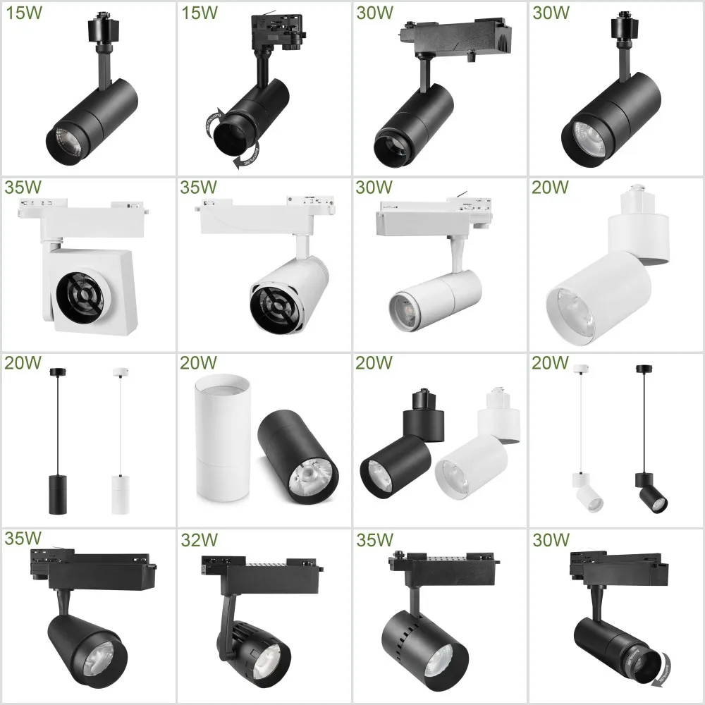 Zoomable COB LED Track Light 15W 20W 30W Commercial Beam Angle Changeable Adjustable Focusable COB LED Focus Track Lights