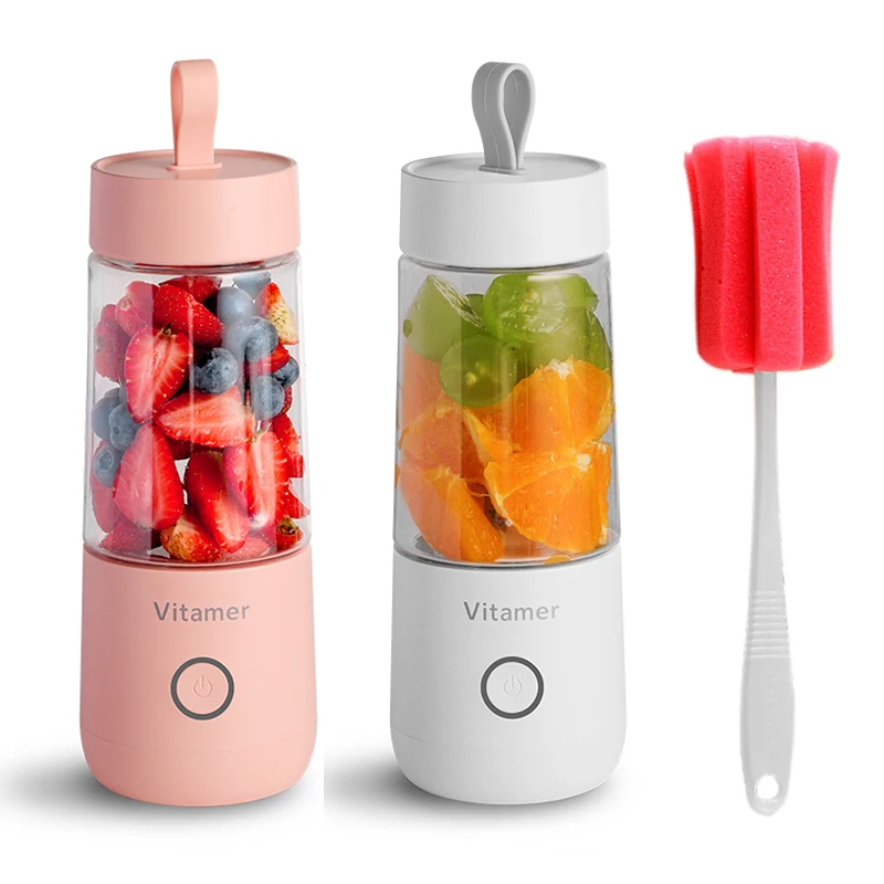 Factory New Wholesale 350ml Fast Mini Portable Citrus Juciers USB rechargeable Manual Small Blender with Handle