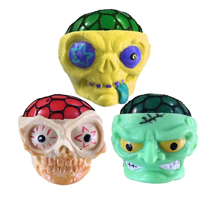 Squeeze Skull Heads Monster Toy Halloween Gift Squishy TPR Promotional Toy