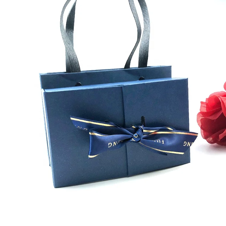Upscale Gift Craft Box Paper Bag Set with Carrying Handle Christmas gift box packaging paper bag packaging