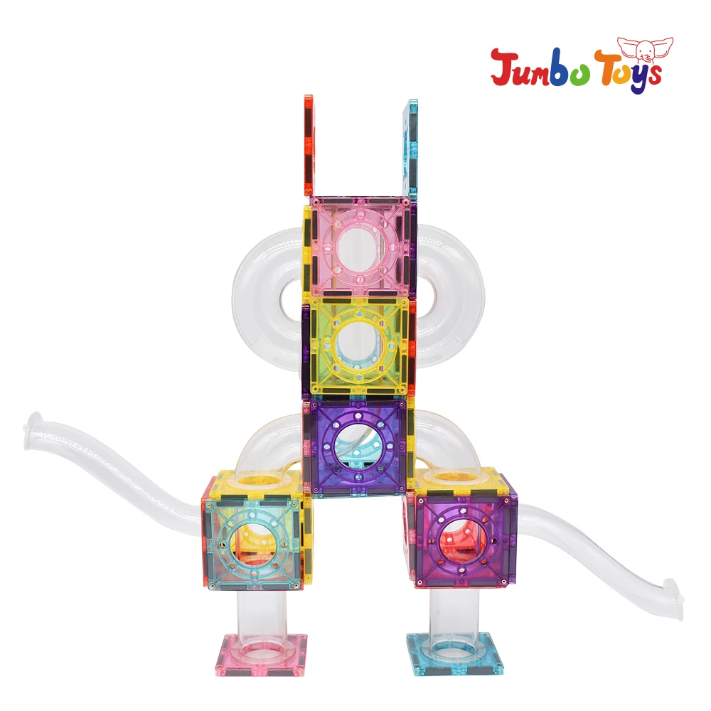 ABS Magnetic Building Tiles Blocks DIY Marble Run Set Ball Run 3D Magnetic Building Blocks for children