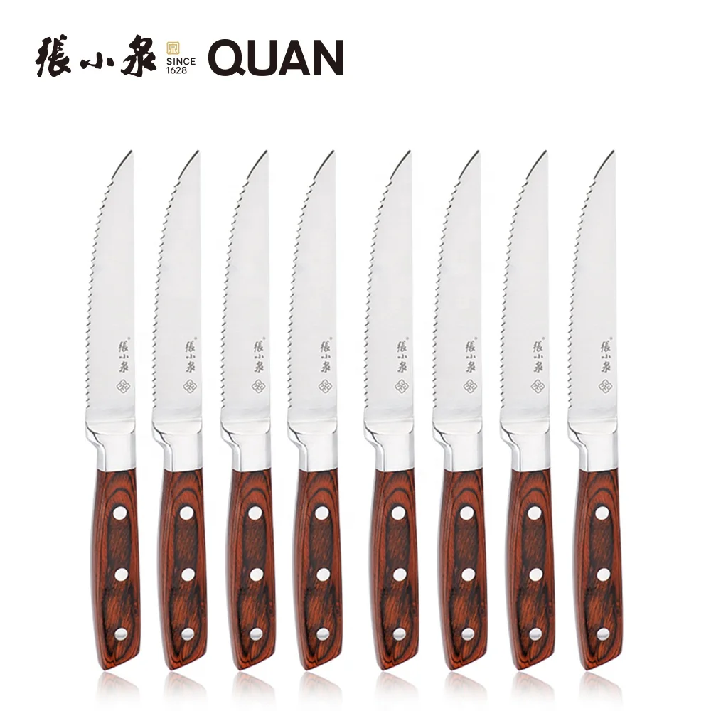 Steak Knives Set of 6 High Carbon Stainless Steel Steak Knives 4.5 Inch Ultra Sharp Serrated Steak Knife Set with Pakkawood