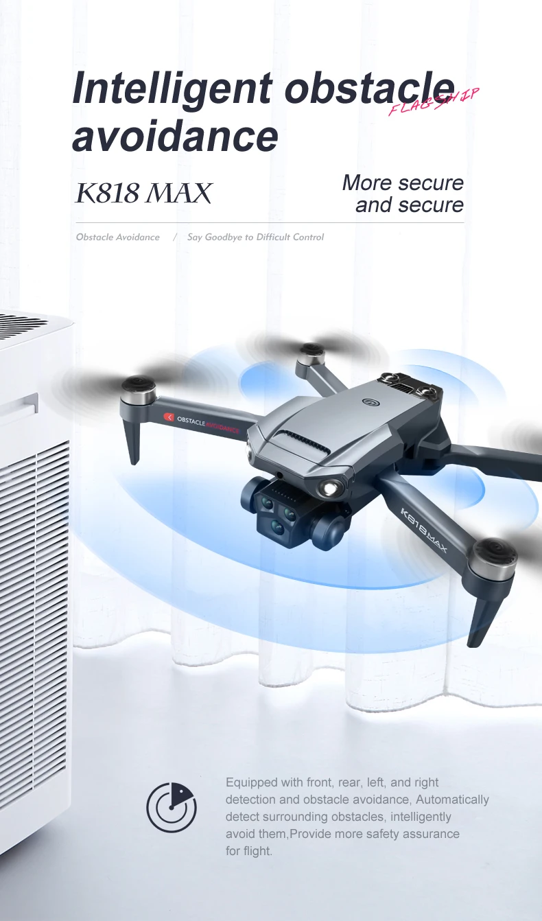 Original K818 Max Drone optical flow positioning brushless motor folding 4k professional 4K camera toys drones for gift