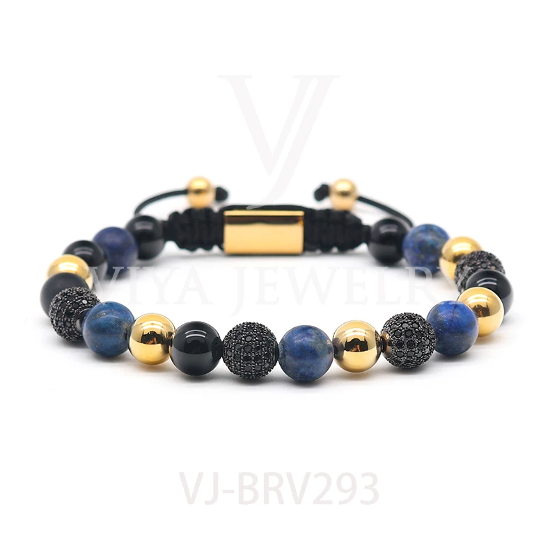 
New arrival high quality cz ball pave bracelet jewelry 8mm natural beaded stone bracelet 