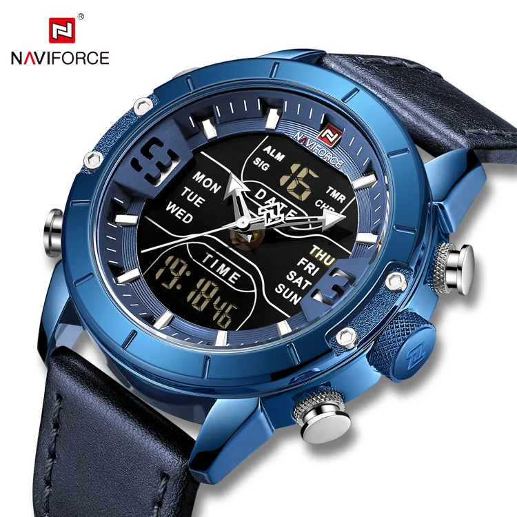 naviforce 9153L BEBE relogio masculino blue color relojes hombre watches men wrist analog digital wristwatches for sports