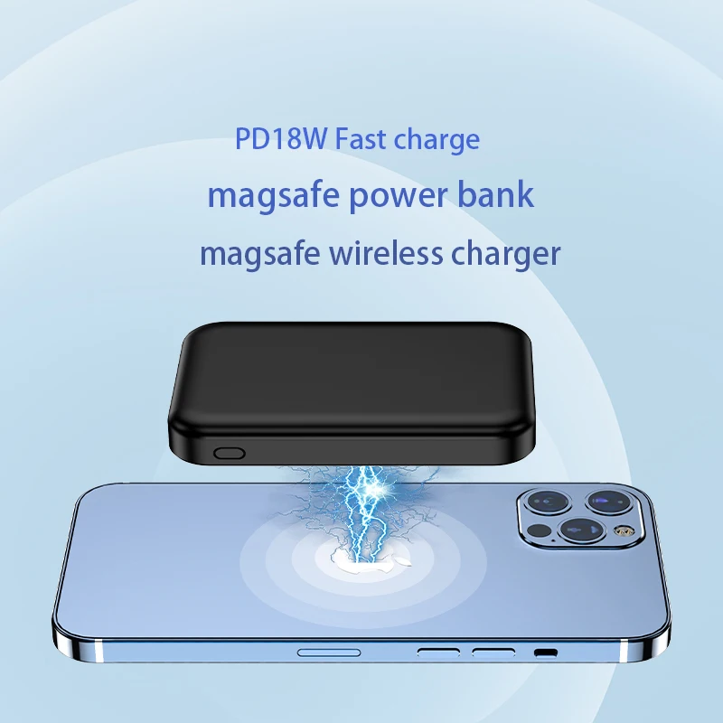 Type C Pd Qc 10W 5000Mah Magnetic Powerbank Ultra Slim Portable Magsafing Power Bank 15W For Iphone 12