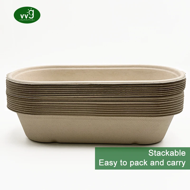 VVG high quality bagasse takeout container food packaging biodegradable 800/1000ml takeaway bagasse sugarcane box