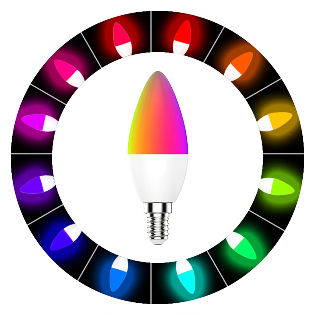 Wholesale Electronic Remote Control Chandelier Style Candle Wifi Light Music Zigbee Smart RGB 5W Bulbs Dimmable e14 Led Bulb