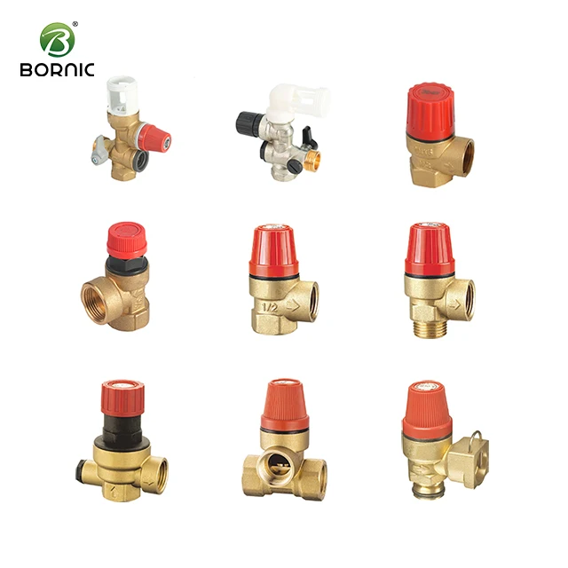 Bornic 3/4' and 1/2' Brass Safety Valve Options with 3, 5, 6, 8 Bar Pressure Relief for Safety Valve non-return safety valve