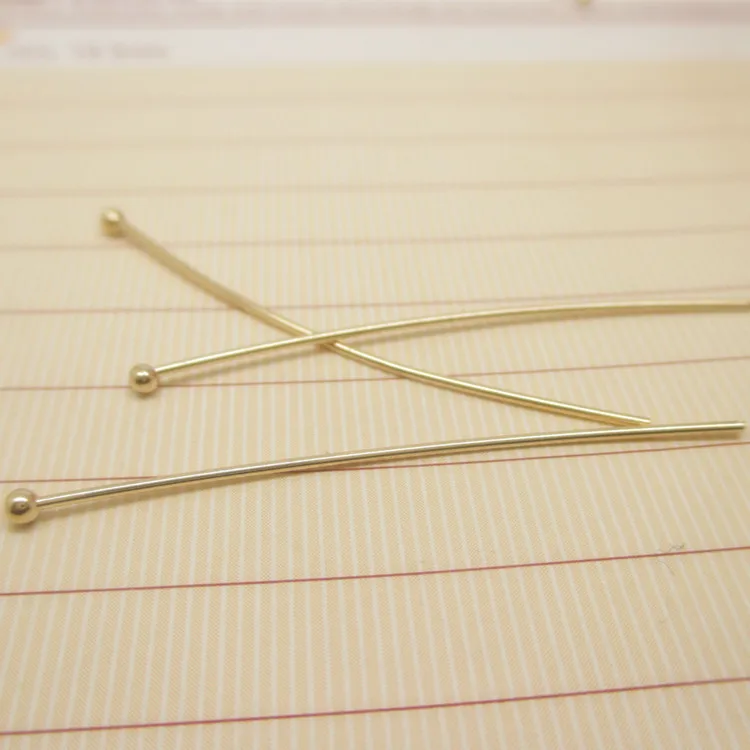NANA high quality 24k gold filled pin,different sizes head pin jewelry findings