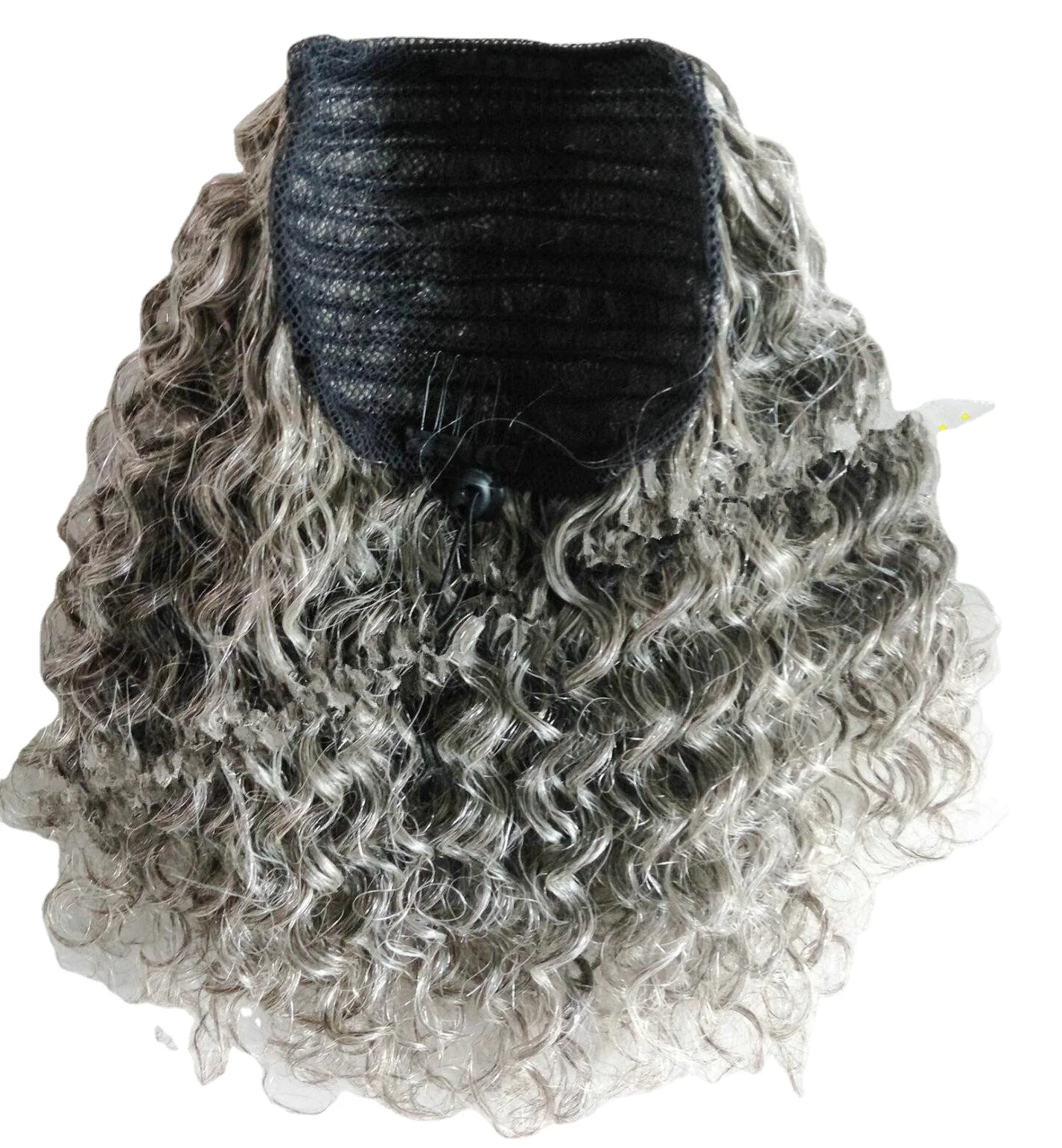 1pcs Salt and pepper grey /gray women topper/ponytail/puff/bun hair extension/hairpiece 14 inch 120g free shipping