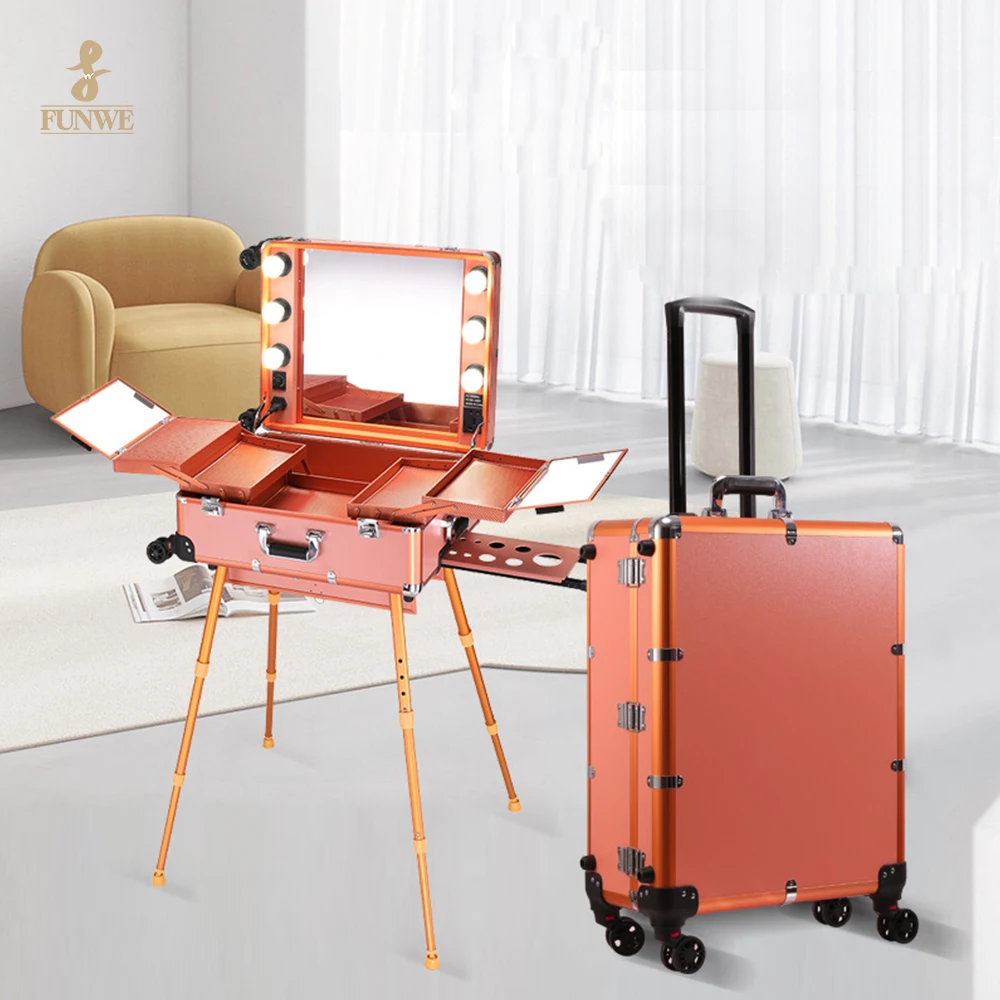Cosmetic Train Case Aluminum Carrying Hand Professional Beauty Case Travel, Beauty Case Aluminum With Color Profile
