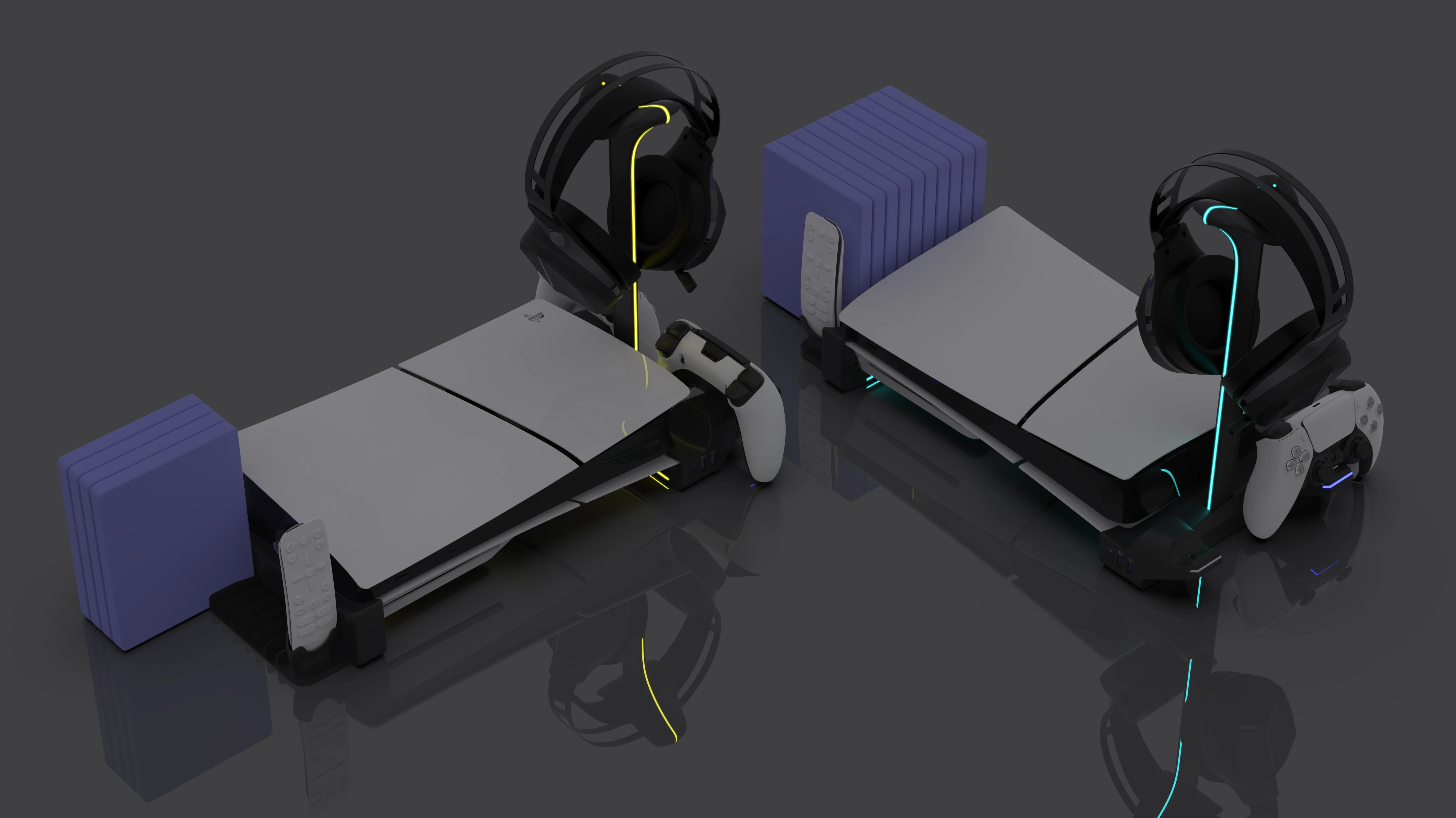 Honcam Horizontal Charging Stand for PS5 Slim Console with 2 USB Ports Base Bracket Holder for PlayStation 5 Slim Console