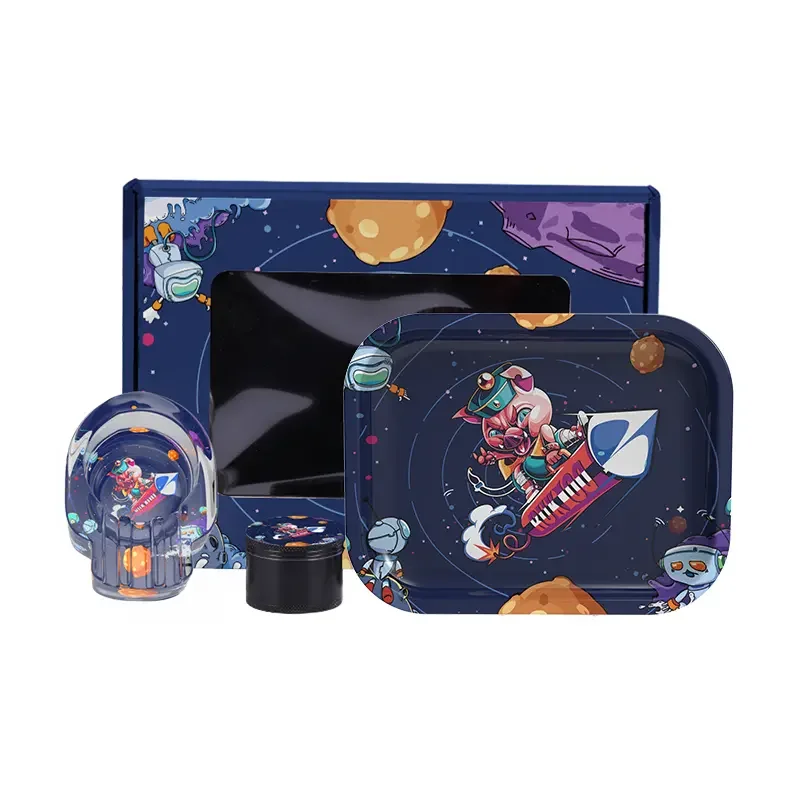 Wholesale Smoking Kit Set 4 in 1 Smoking Rolling Tray Ashtray Grinder Smoke Set