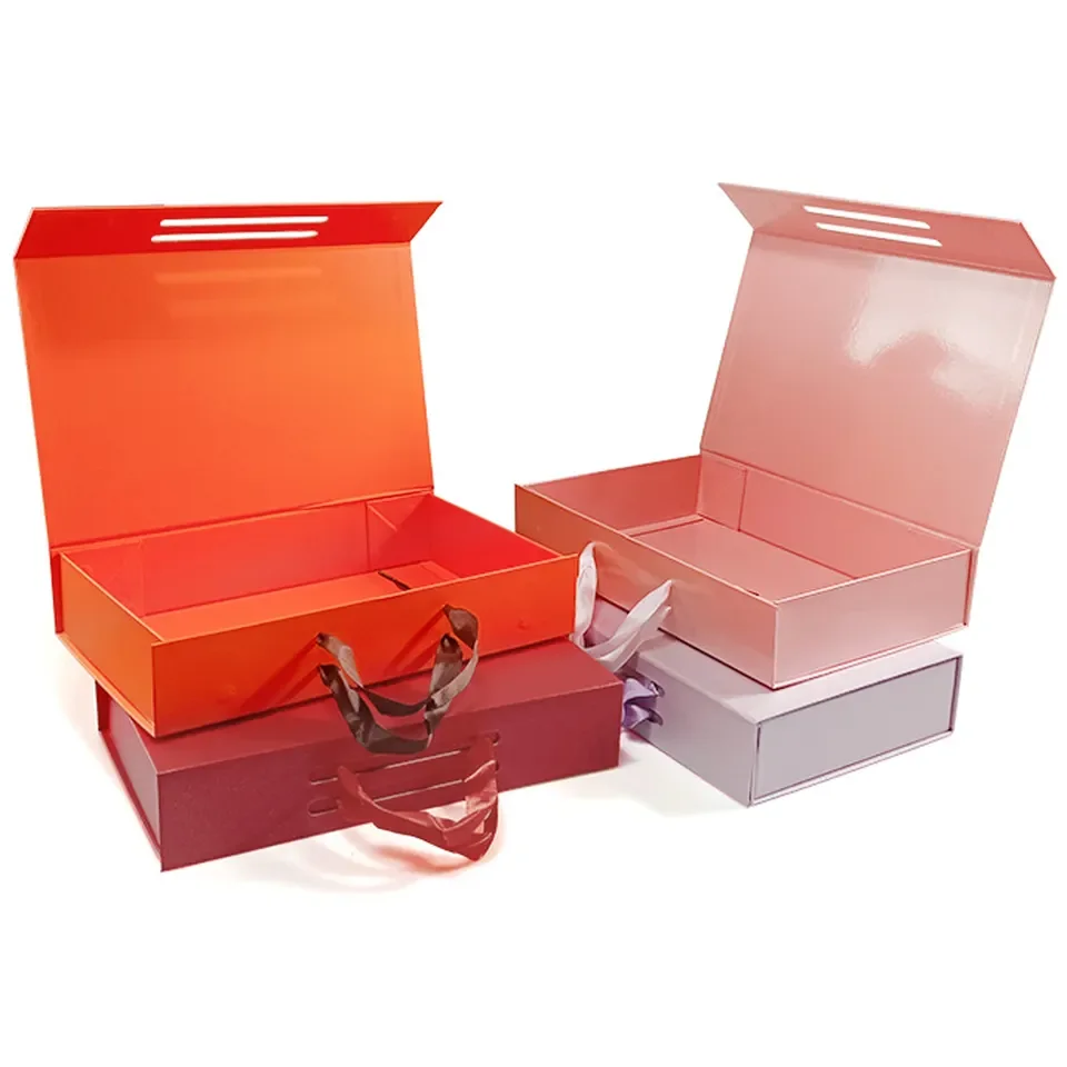 Custom luxury Colorful Reusable Clothing Box Packaging For Women Underwear Packaging Folding Ribbon Magnetic Gift Box