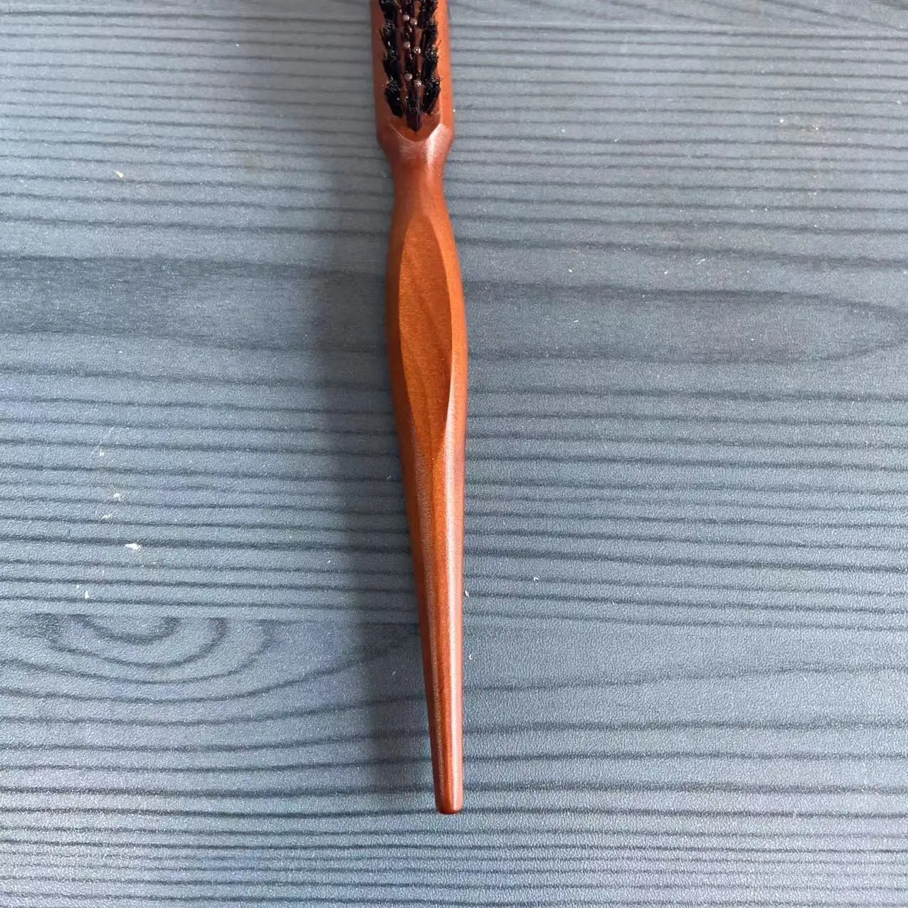 Flat Wood Comb Professional Nylon Bristle Three Row Brush Lotus Wood Bristle Hair Male Beard Brush Customized Logo