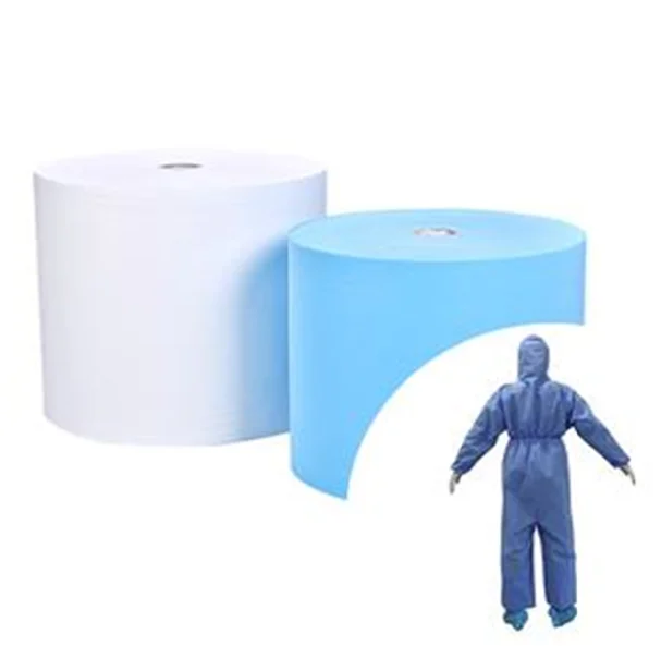 Заводская изготовленная на заказ ткань спанбонд с дышащей голубой sms Нетканая ткань для хирургического халата pp spunbond нетканый материал