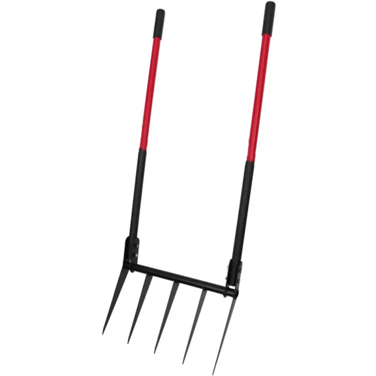 JH-Mech Mindful Farm Lawn Ergonomic Lightweight 5 Tines Loosen Soil Digging Green Carbon Steel Broad Fork