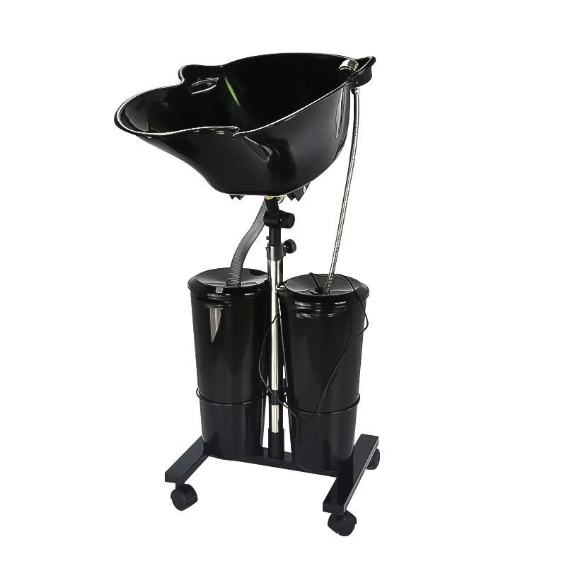 Factory Direct Wholesale Black Salon Furniture Portable Mobile Sink Base Bowl Beauty Barber Use Economical Hair Washing