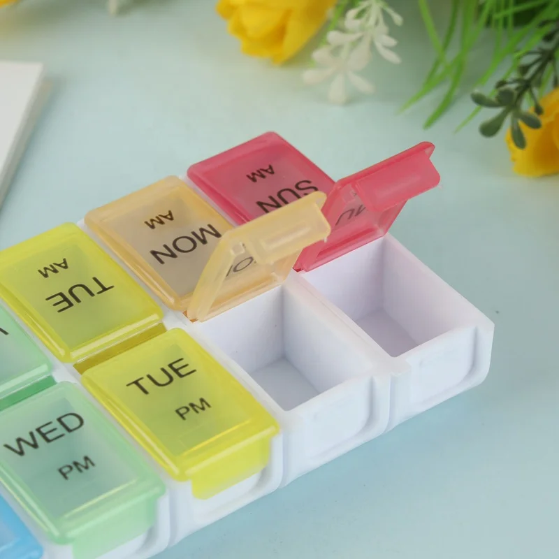 Detachable Pill Organizer case 14 Daily Compartments AM PM Slot Weekly Dosis Container Medicine Holder Medication Dispenser