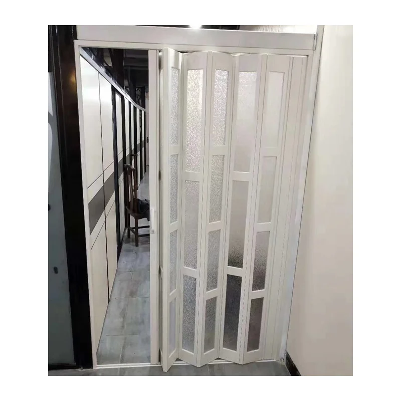 Top quality soundproof PVC sliding accordion folding interior door for bathroom