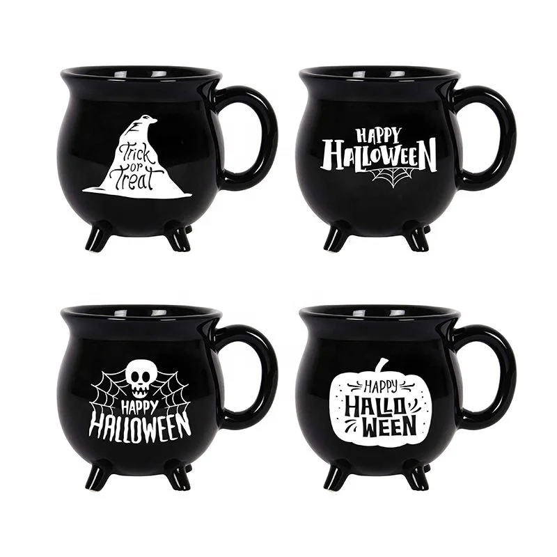 Halloween New Factory Custom Halloween mug Witches Brew Cauldron Mug Black Matte 12 Oz Beer Cauldron Coffee Mugs