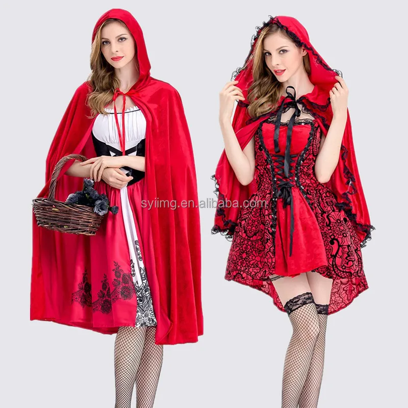 Red Cloak Womens Little Red Riding Hood Costume Halloween Cloak Cosplay  Red Riding Hood Costume for Women Plus Size