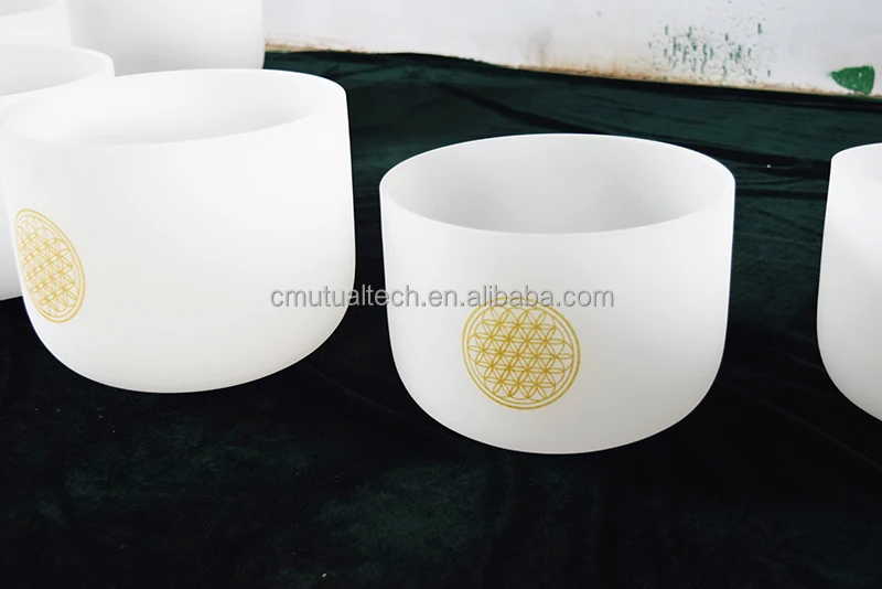 Life Flower Chakra Singing Bowl  Set  432 HZ Color gradient 7pcs of 6-12inch Crystal Singing Bowls for sound healing