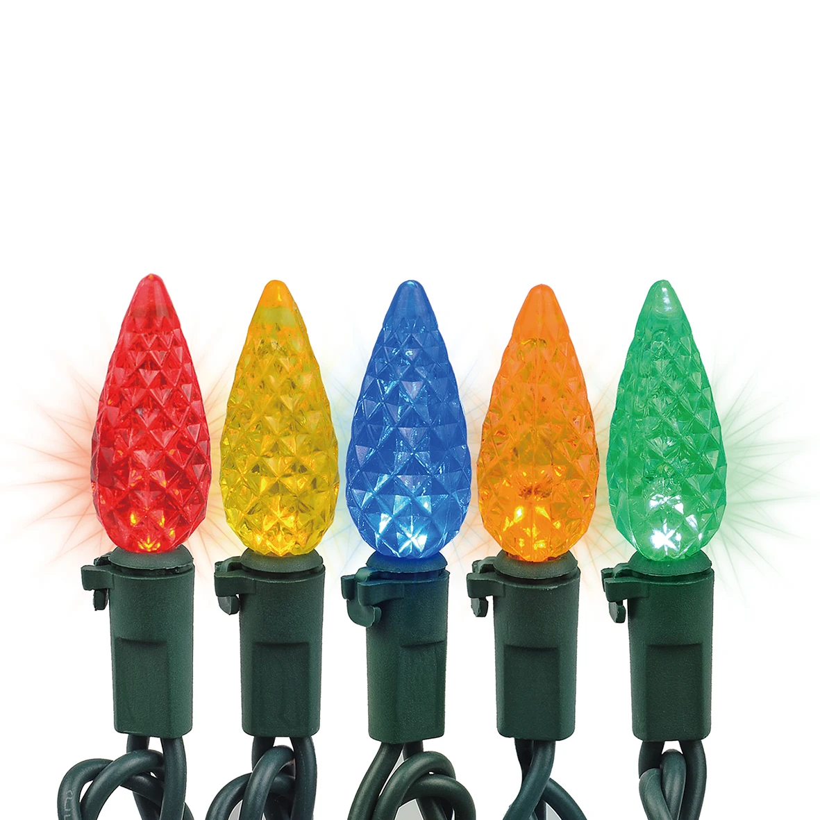 UL/CSA 70L Faceted C6 LED Outdoor Christmas Rubber Cable LED String Lights