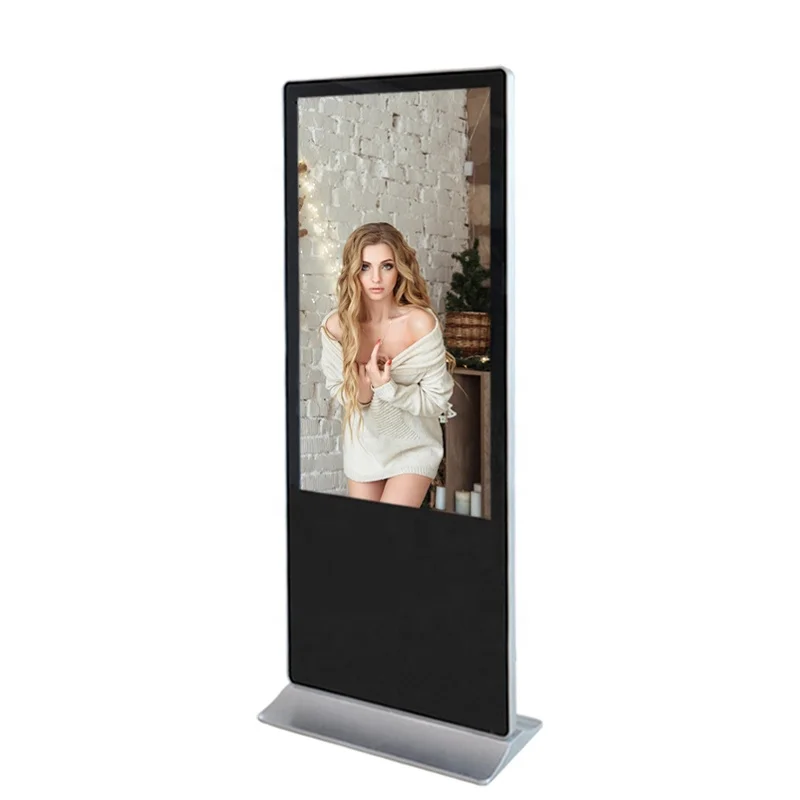 65 inch floor stand led screen advertising equipment stands with video