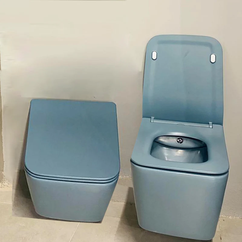 blue wc bathroom porcelain one piece toilet W/C washdown closet  indoor bathroom set wall hung tank united p-trap WC for hotel