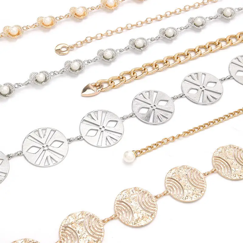 Summer Ladies Single Layer PU String Winding Gold Chain Waist Belt Chain Belts Product Category