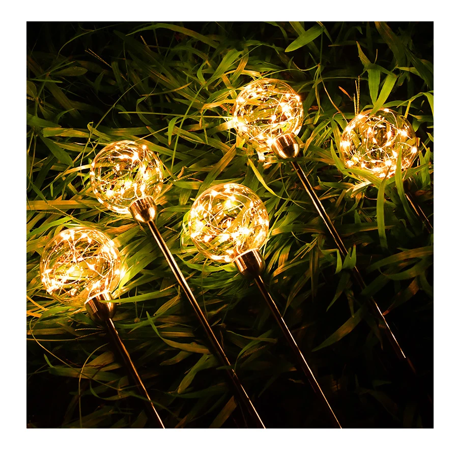 Solar Lights Outdoor Yard Decoration Cracked Glass Ball Lights Decorative Landscape Pathway Lights for Garden Path