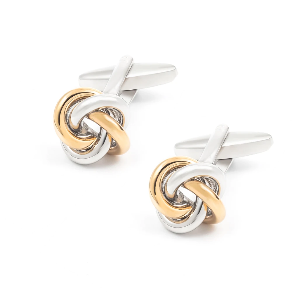 Silver gold knot cufflinks for men white to black knot gift cufflinks cuff button for sale