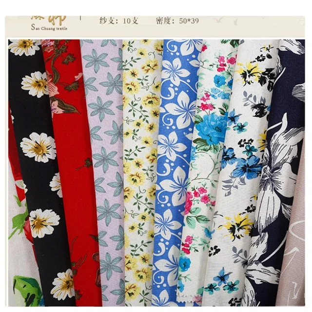 10s many desgin digital Printing organic linen viscose fabric for women dress