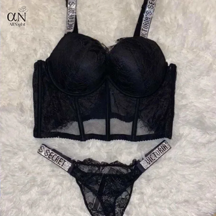 2024 Women sexy Rhinestone Corset And Underwear Wholesale Women Sexy Lingeries Lace Embroidery Temptation Erotic Underwear Set