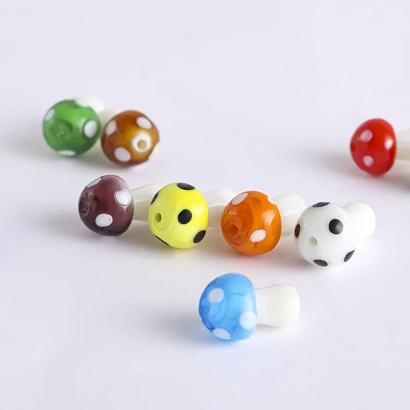 Murano Beads Mixed Colors Lampwork Glass Mushroom Beads for DIY Jewelry Making