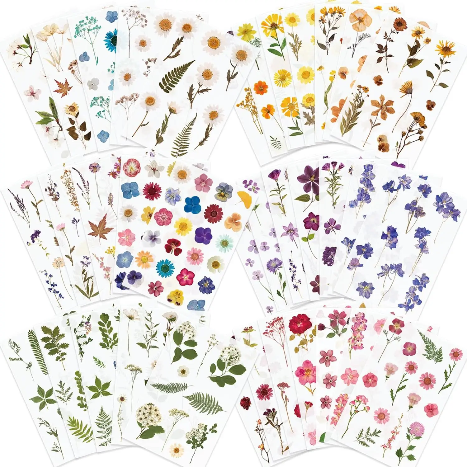 Knaid Pressed Flower Themed Stickers  Dried Floral Resin Stickers Decals Botanical Journaling Sticker for Scrapbook Supplies