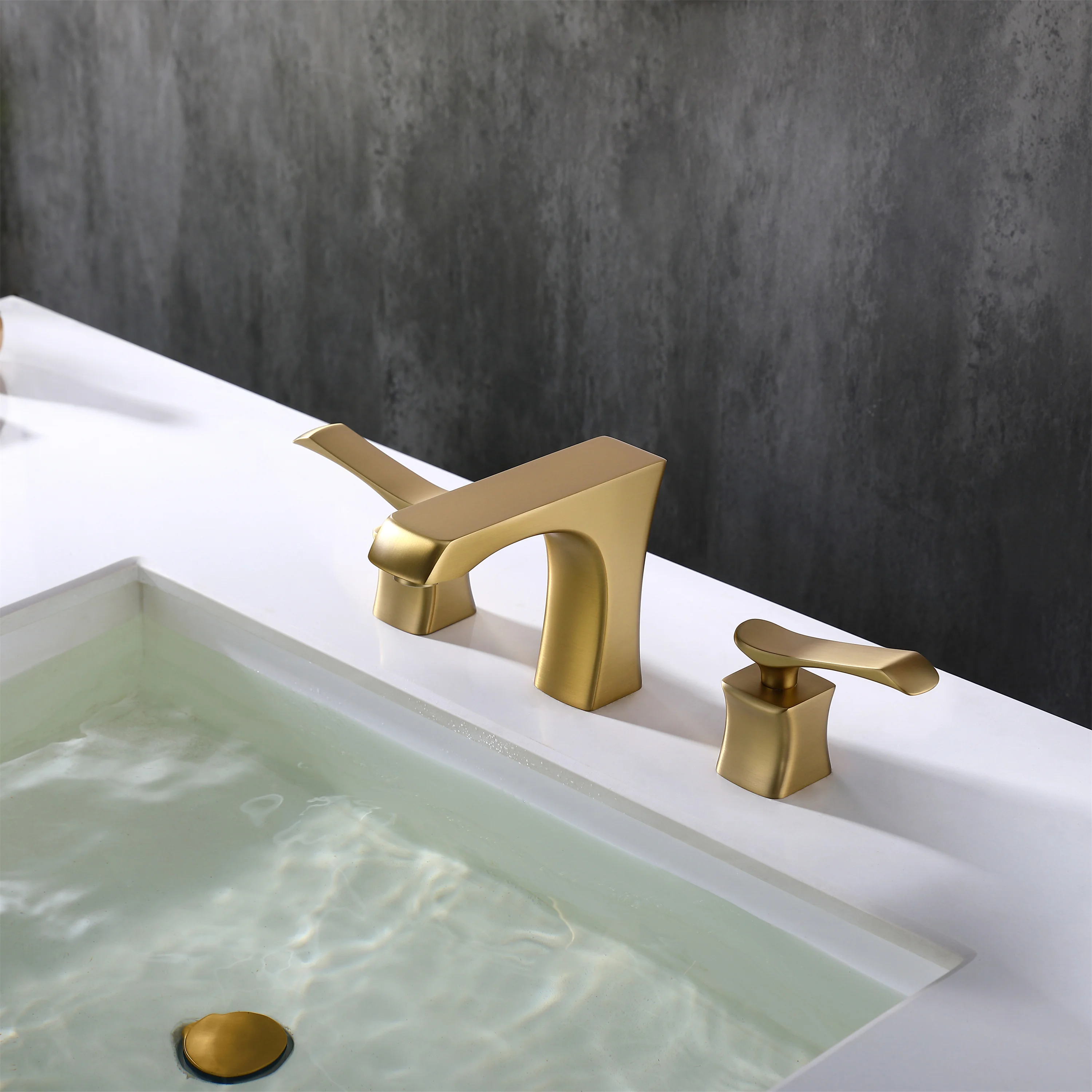 Bathroom basin faucet deck mounted double handle faucet Basin Mixer Hot Cold shower room sink Faucet 3 hole Tub Tap