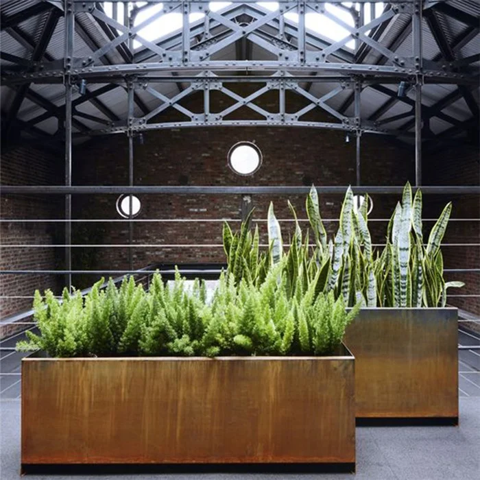 Garden Customized Corten Steel Cube Planter Rust Square Metal Plant Flower Pots Outdoor Box Planters