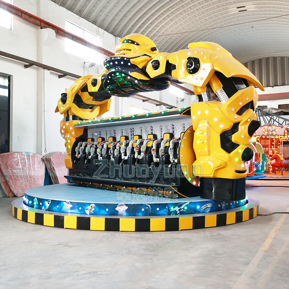 Outdoor extreme attractions amusement park 360 degree rotation top spin robocop rides for sale