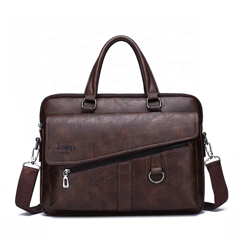 New Design Men Business Office Waterproof Custom Leather Laptop Bag Briefcase