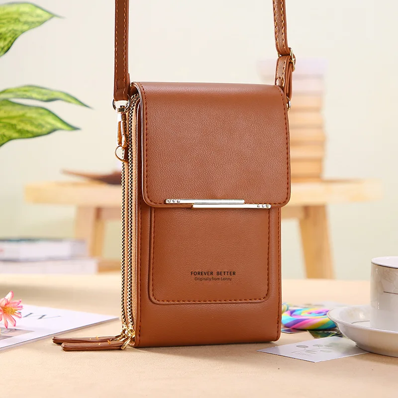 Small size Touch Screen Cell Phone Purse Crossbody Shoulder Strap Handbag leather wallet for women purse mobile phone bags