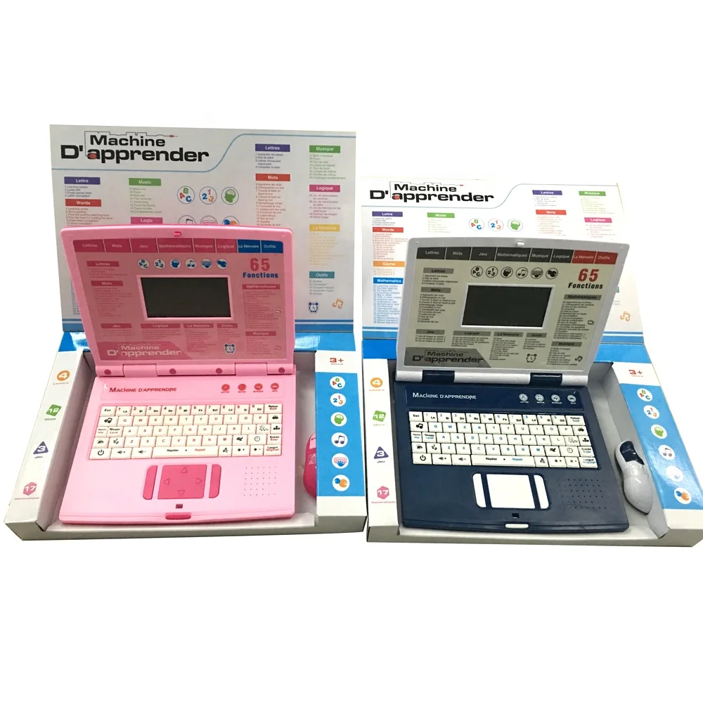 Early Educational English and French Intelligent Kids Laptop Learning Machine Toy With 65 Activities Functions