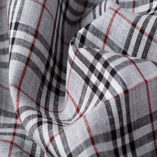  #1267 Linen Fabric Manufacturers Yarn Dyed Washed Plaid 100% For