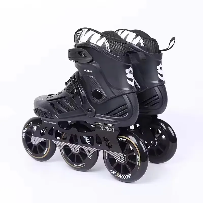 Factory Direct Sale PU Black Skating Man Roller Skate Shoes Inline Professional Speed Slalom Skate