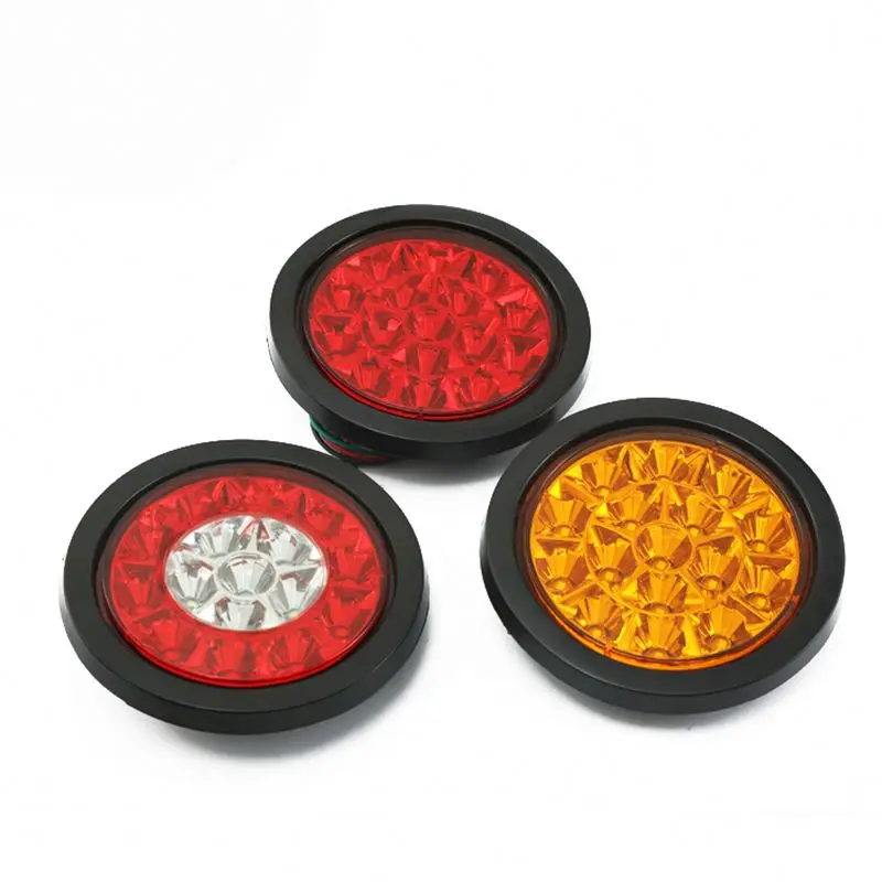 4/2/1Pcs 12V-24V Truck Round LED Rear Tail Light Turn Signal Brake Stop Rear Running Reverse Lamp Brake Marker Warning Indicator