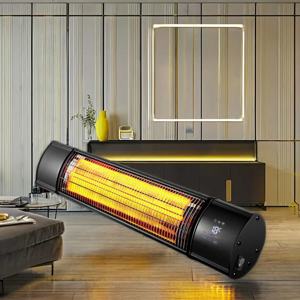 Outdoor Electric Patio Heater 1200W-2400W Portable Fan Infrared Heater with Remote Control PTC & Quartz Heating Element Home Use